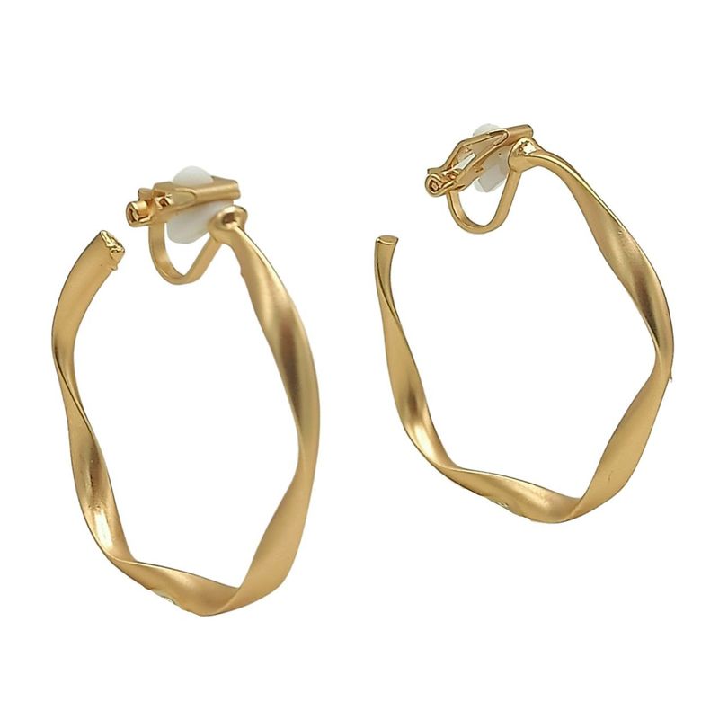 ELBAULDEJUMA - Aros Sin Perforación Argollas Finas Relieve Bañadas En Oro