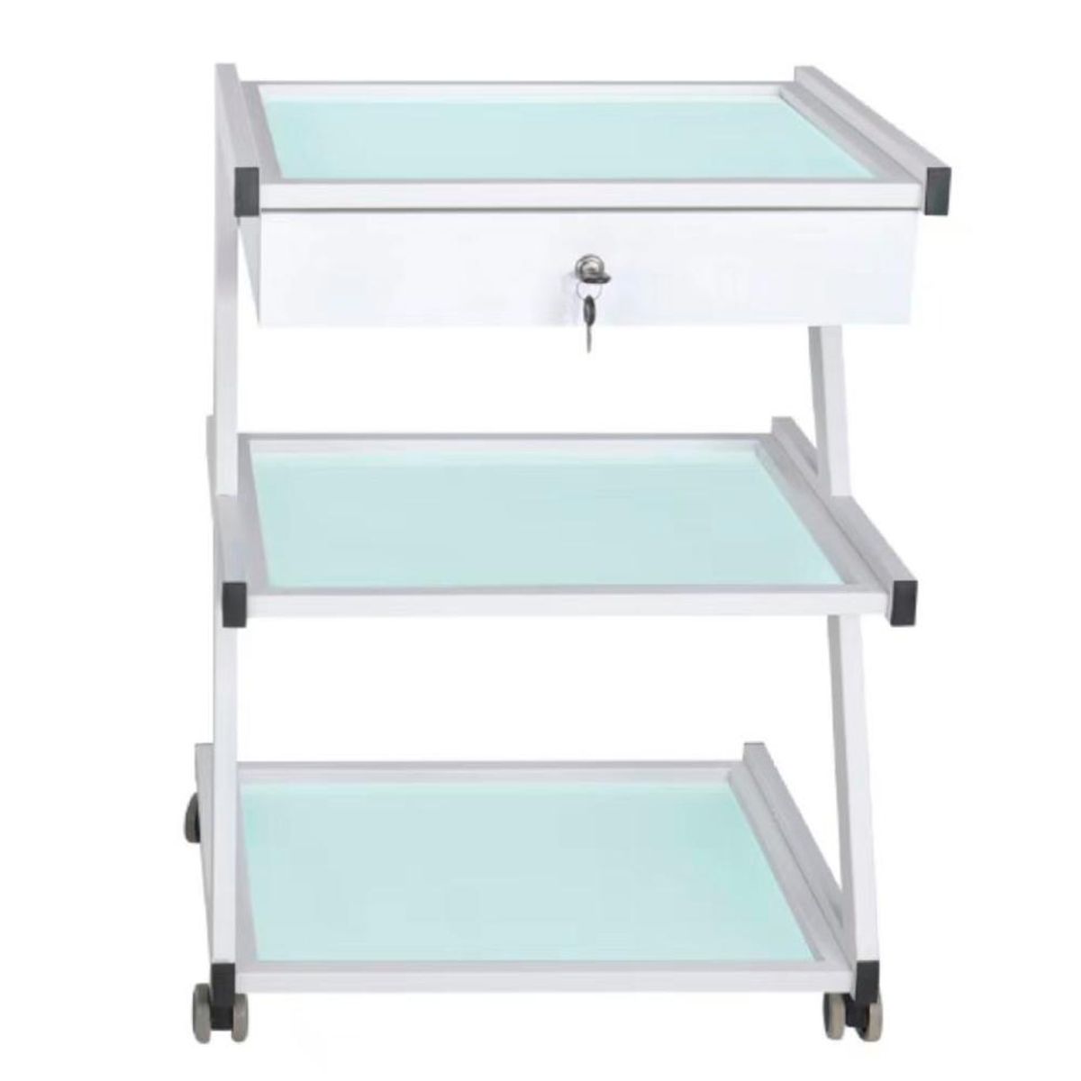 DETODOYMAS - Mesa Auxiliar Centro Estética 3 niveles con cajón - Blanco