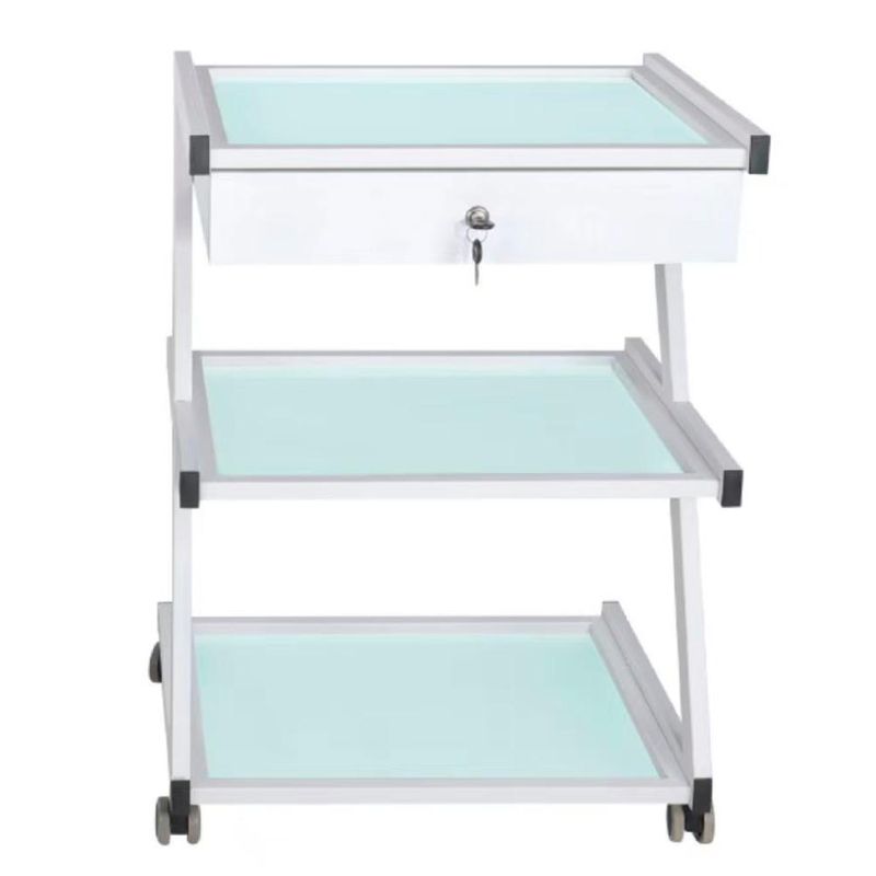 DETODOYMAS - Mesa Auxiliar Centro Estética 3 niveles con cajón - Blanco