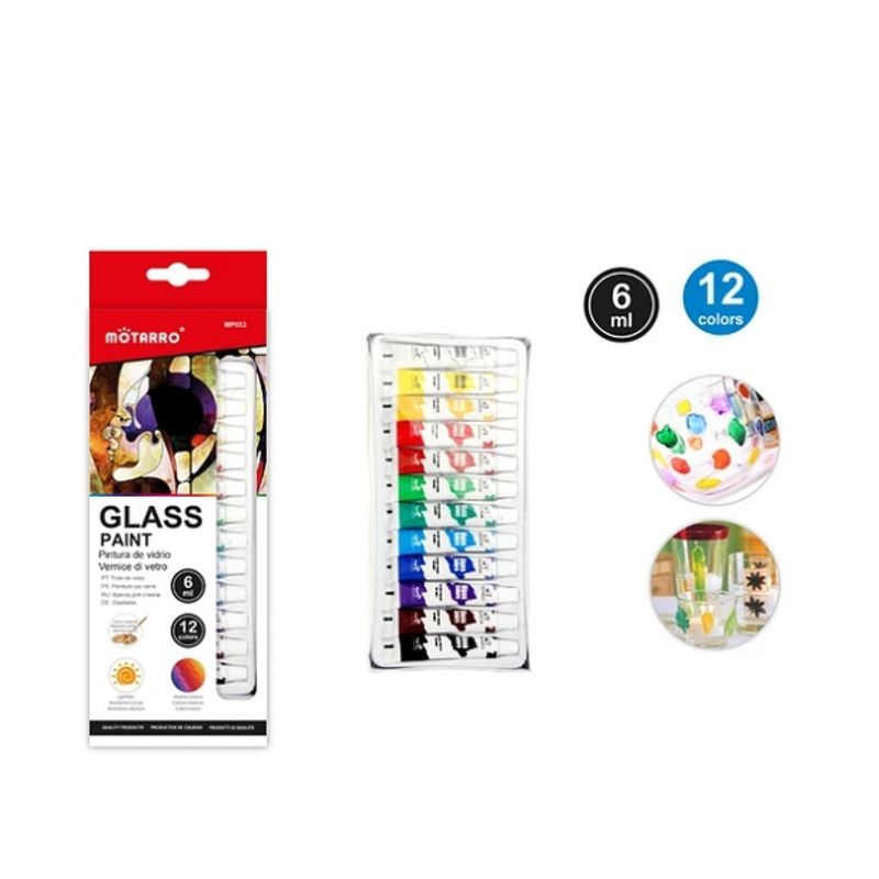 GENERICO - Pintura De Vidrio 6ML 12 Colores