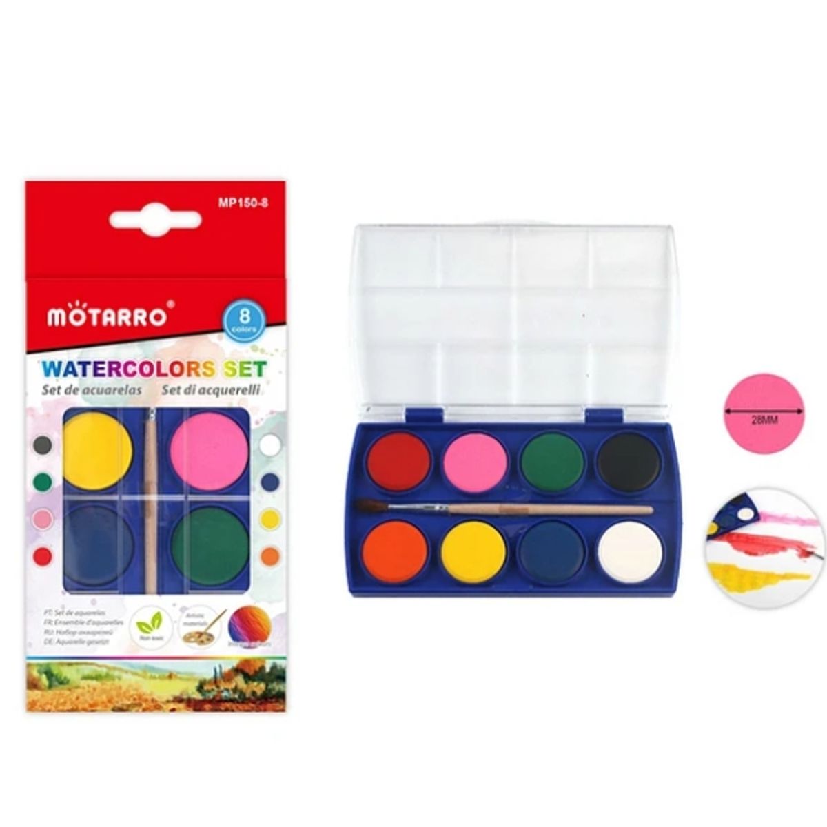 GENERICO - Pinturas De Acuarela 28mm 8 Colores