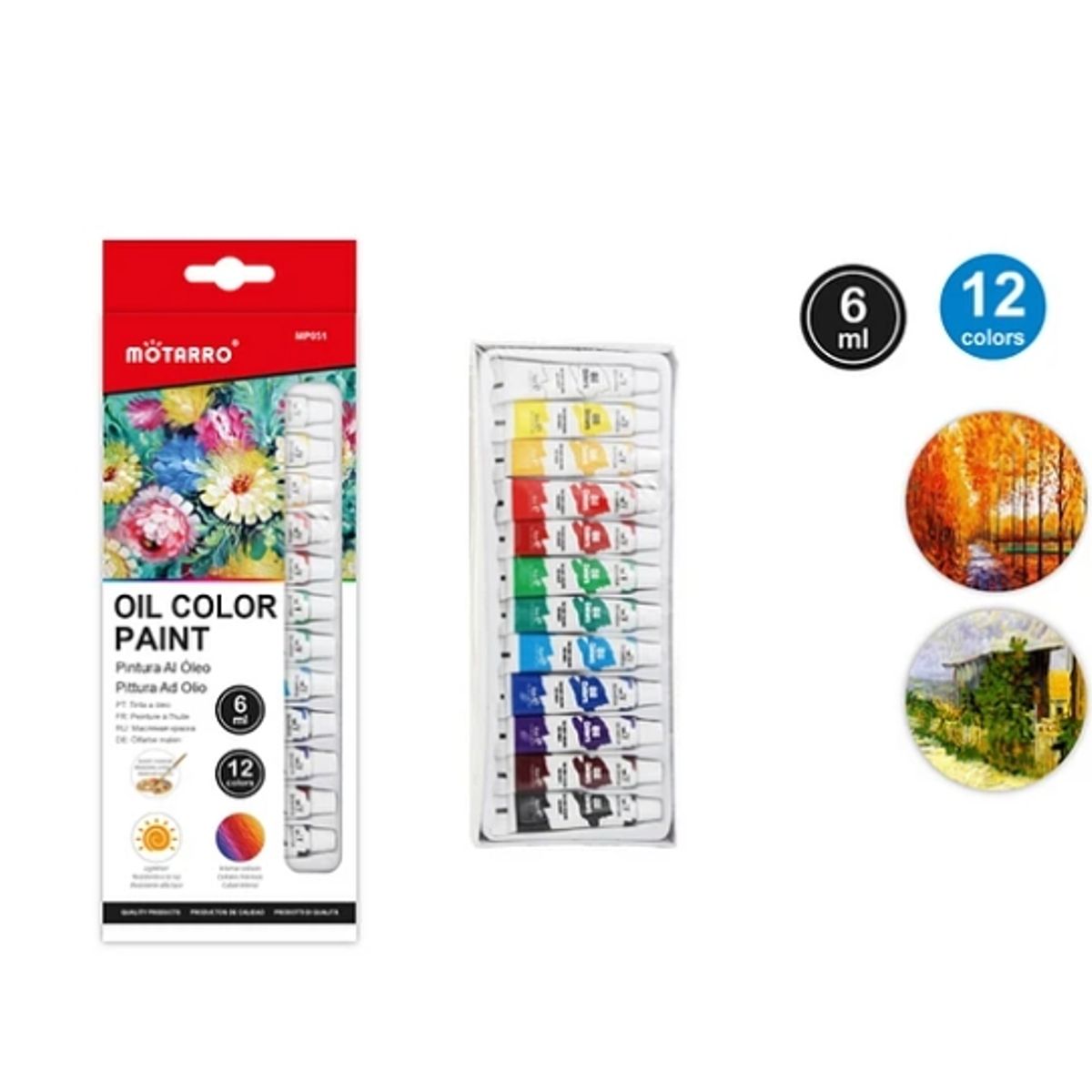 GENERICO - Kit Pinturas 12 Colores Al Oleo 6ML