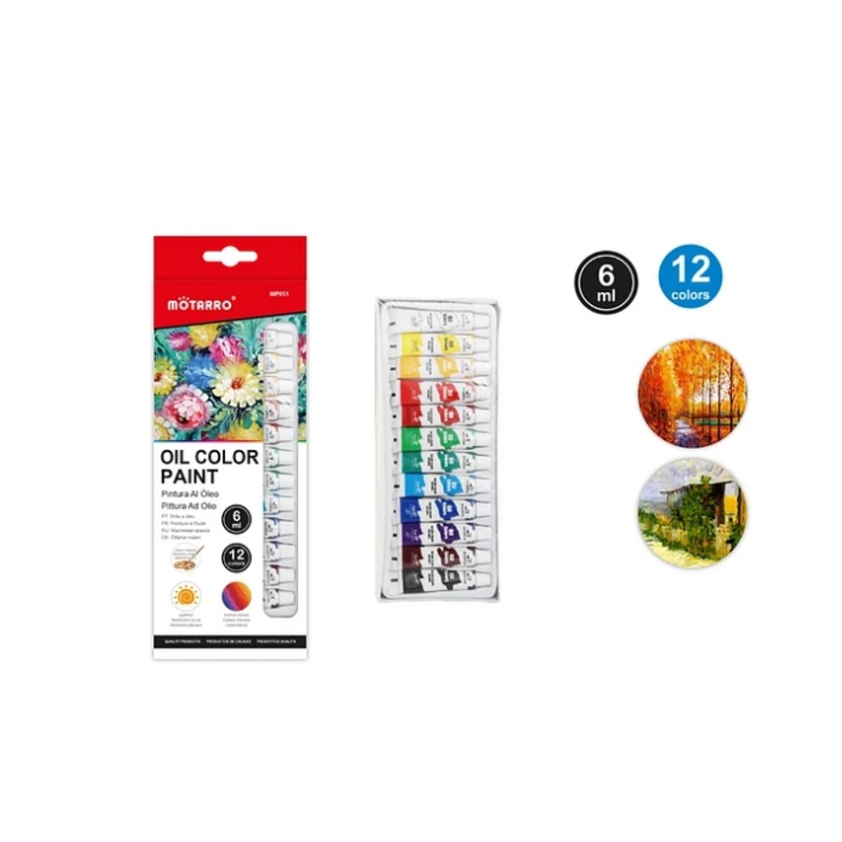 GENERICO - Kit Pinturas 12 Colores Al Oleo 6ML