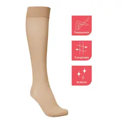 MAXCARE - Calcetín De Compresión Rodilla Punta Cerrada Beige 15-20 Xl