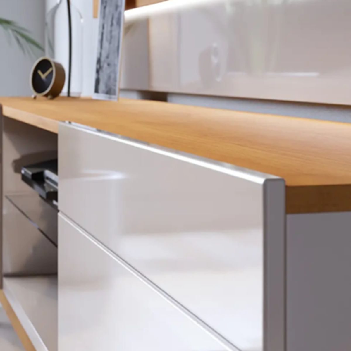 BE DESIGN - Rack Tv 70¨Stand Classic 1.8 Cajones Blanco Caramelo