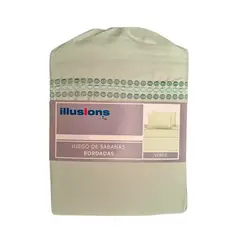 ILLUSIONS - Sabanas illusion bordada KING Micro fibra Verde