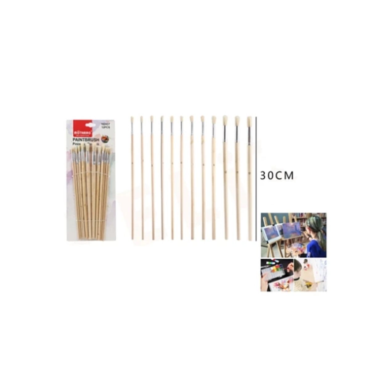 GENERICO - Set Pinceles Lengua De Gato 30Cm 12 Pcs