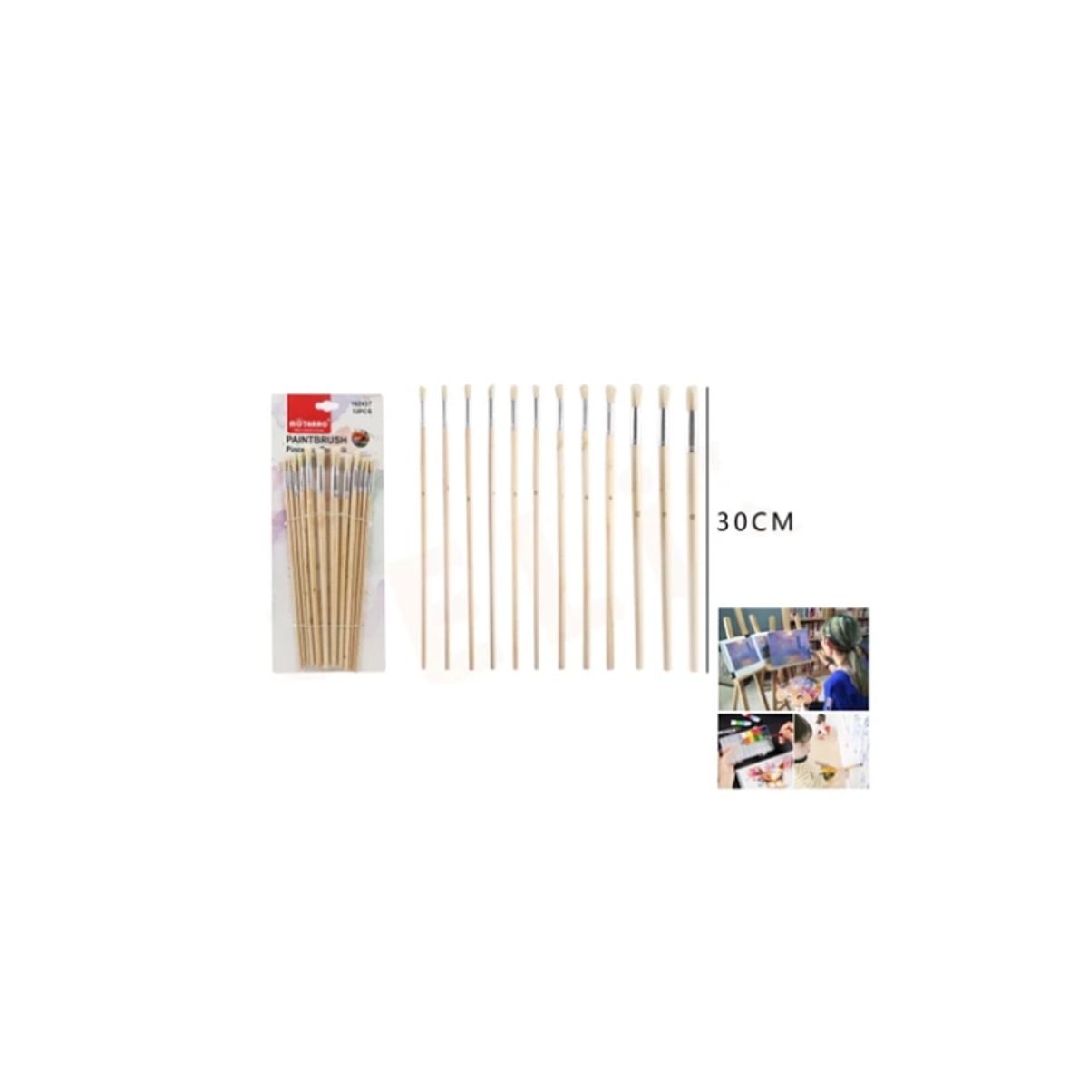 GENERICO - Set Pinceles Lengua De Gato 30Cm 12 Pcs