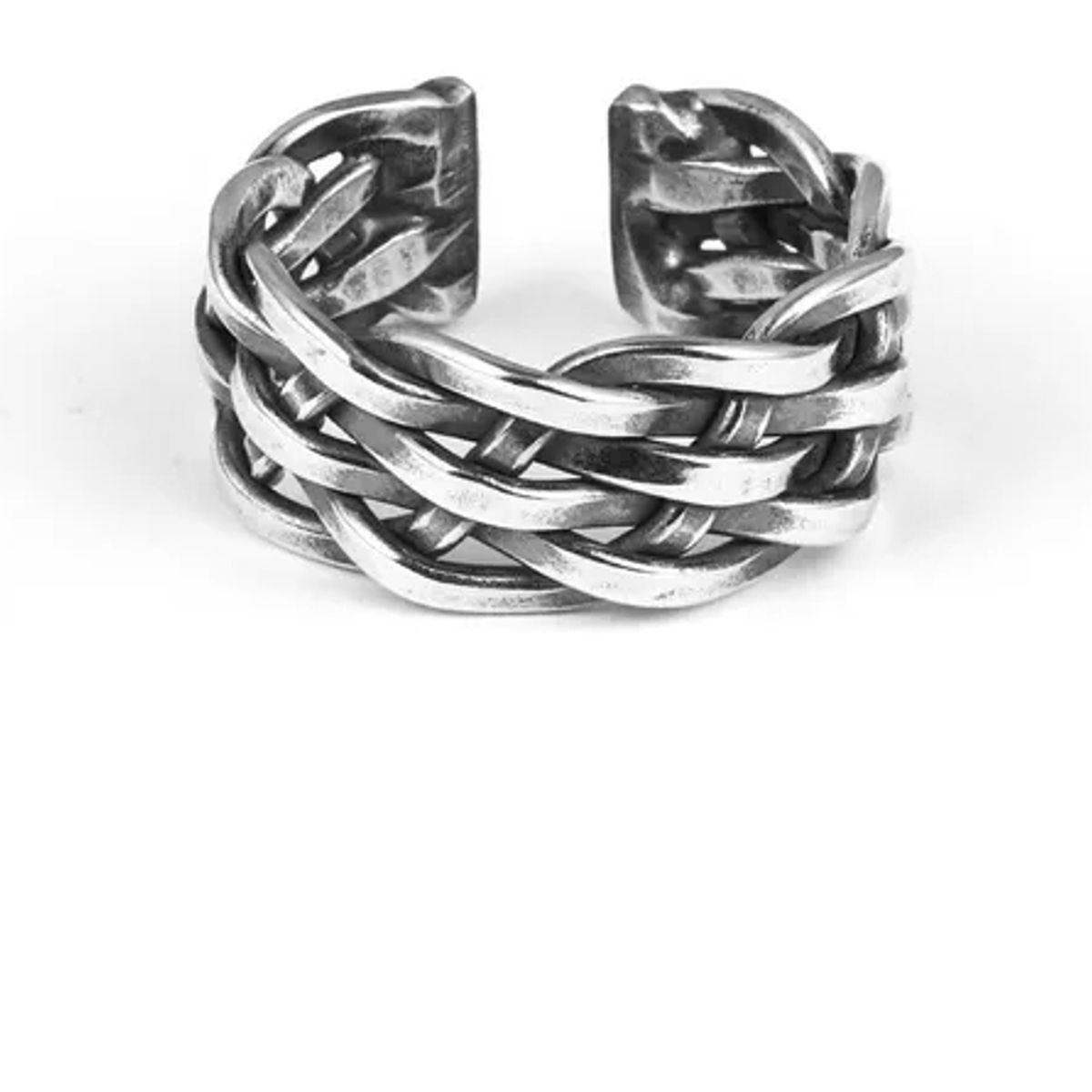 GENERICO - Anillo De Acero Inoxidable Tejido Ajustable Hombre Trenzado