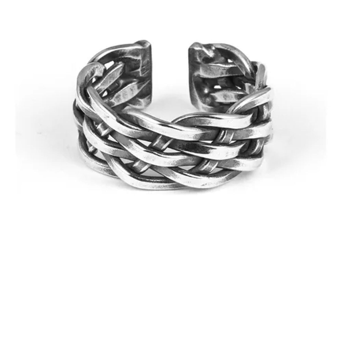 GENERICO - Anillo De Acero Inoxidable Tejido Ajustable Hombre Trenzado