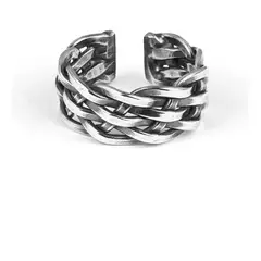 GENERICO - Anillo De Acero Inoxidable Tejido Ajustable Hombre Trenzado