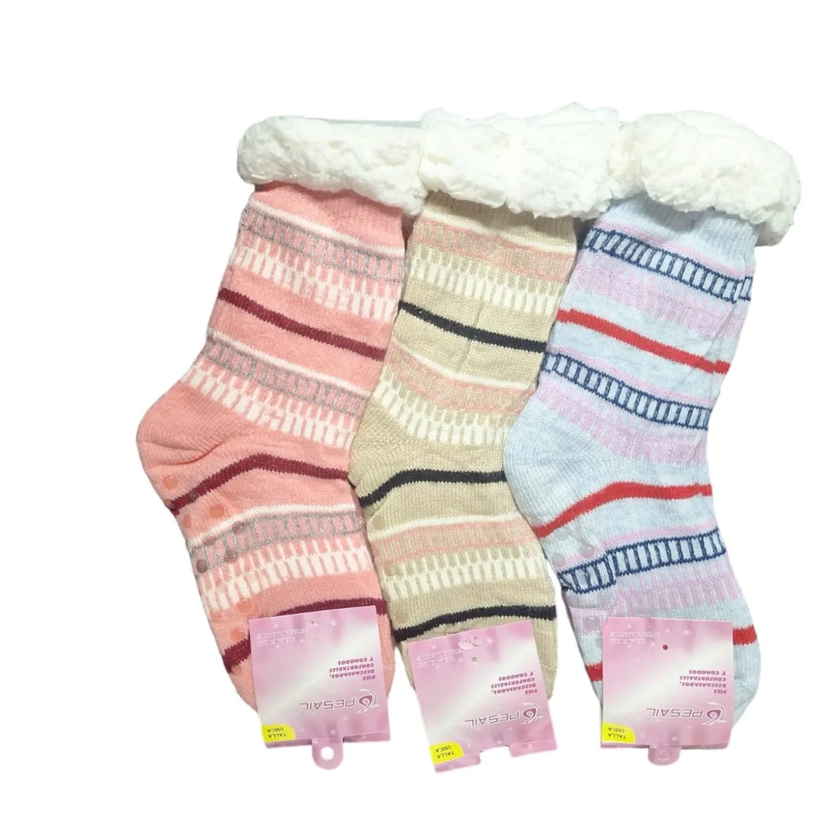 GARSIL - x3 Calcetines Con Chiporro Para Mujer Con Antideslizante - Pantuflas