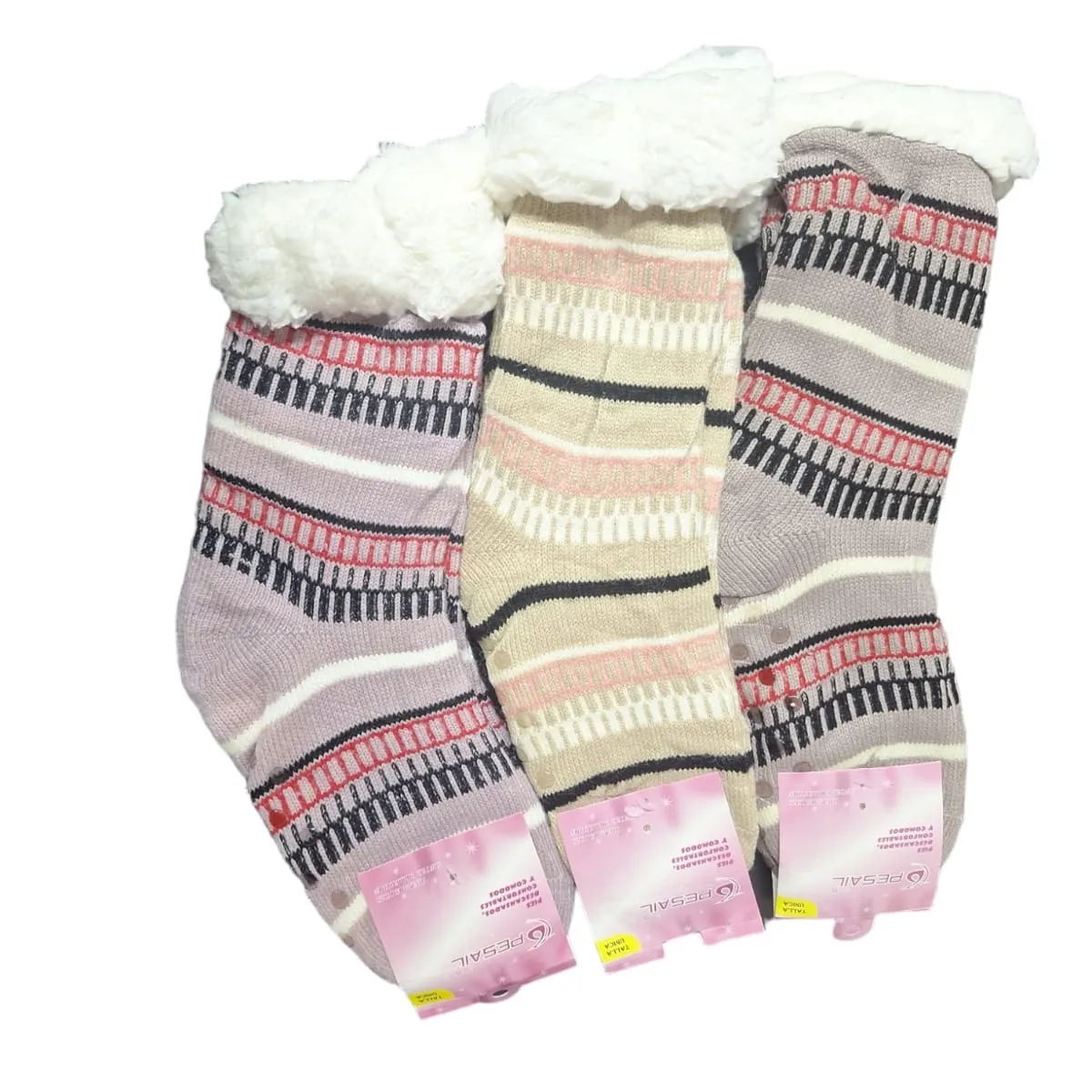GARSIL - x3 Calcetines Con Chiporro Para Mujer Con Antideslizante - Pantuflas