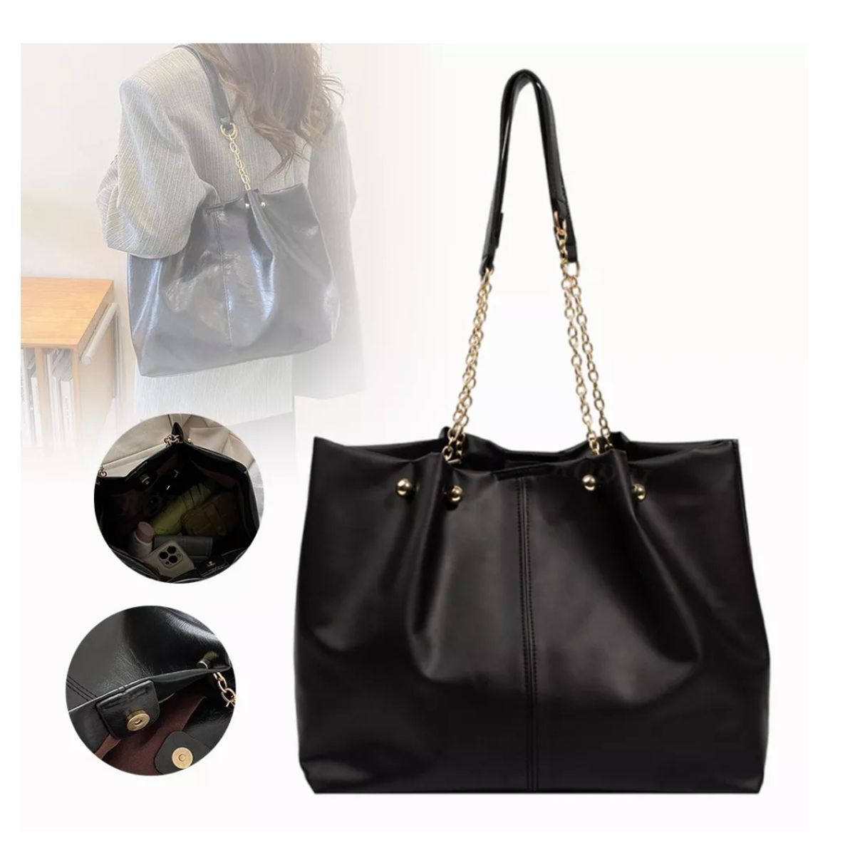 GENERICO - Bolsa Hombro Cuero Gran Capacidad Damas Bolsa Mensajer