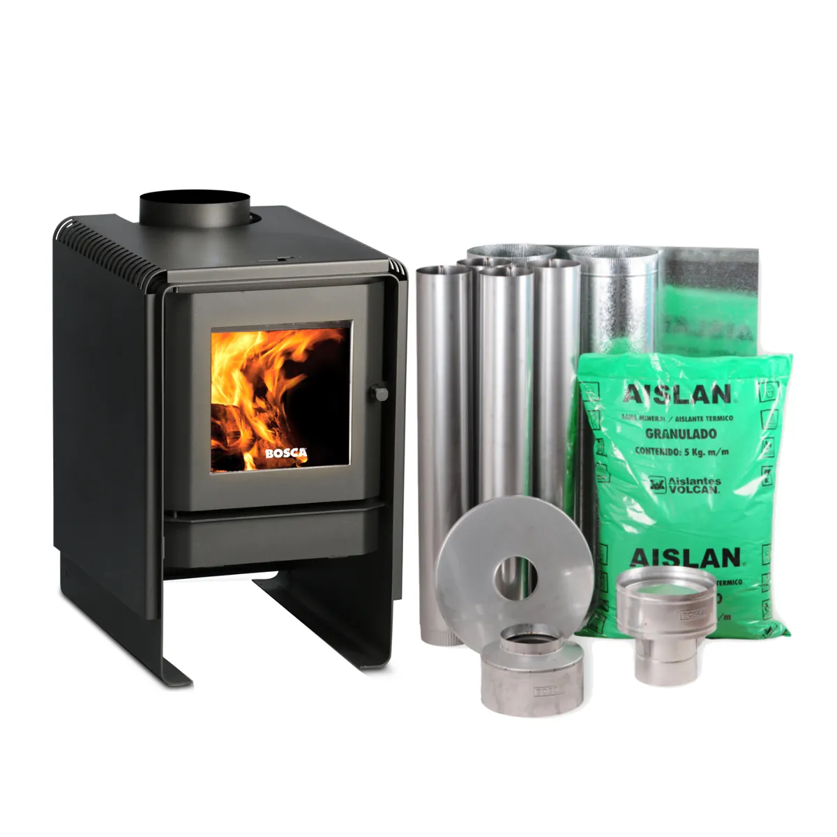 BOSCA - Pack Estufa a Leña Eco 380 + Kit de instalación