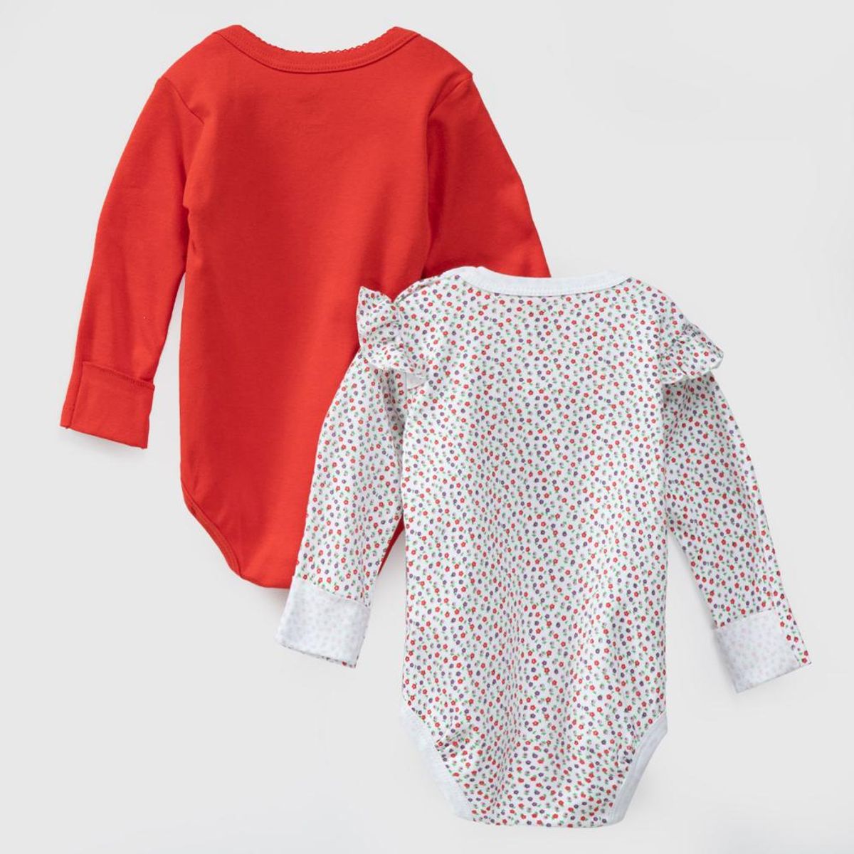 COYOTE KIDS - Pack body blanco rojo flores algodón peruano - Blanco