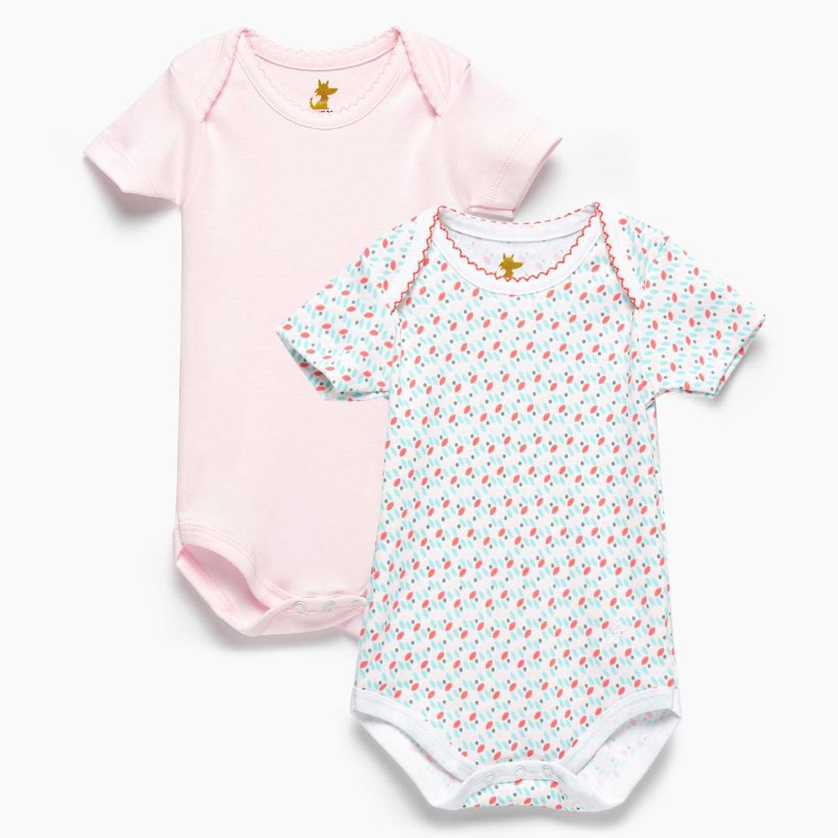 COYOTE KIDS - Pack body hojas rosadas algodón peruano - Rosa