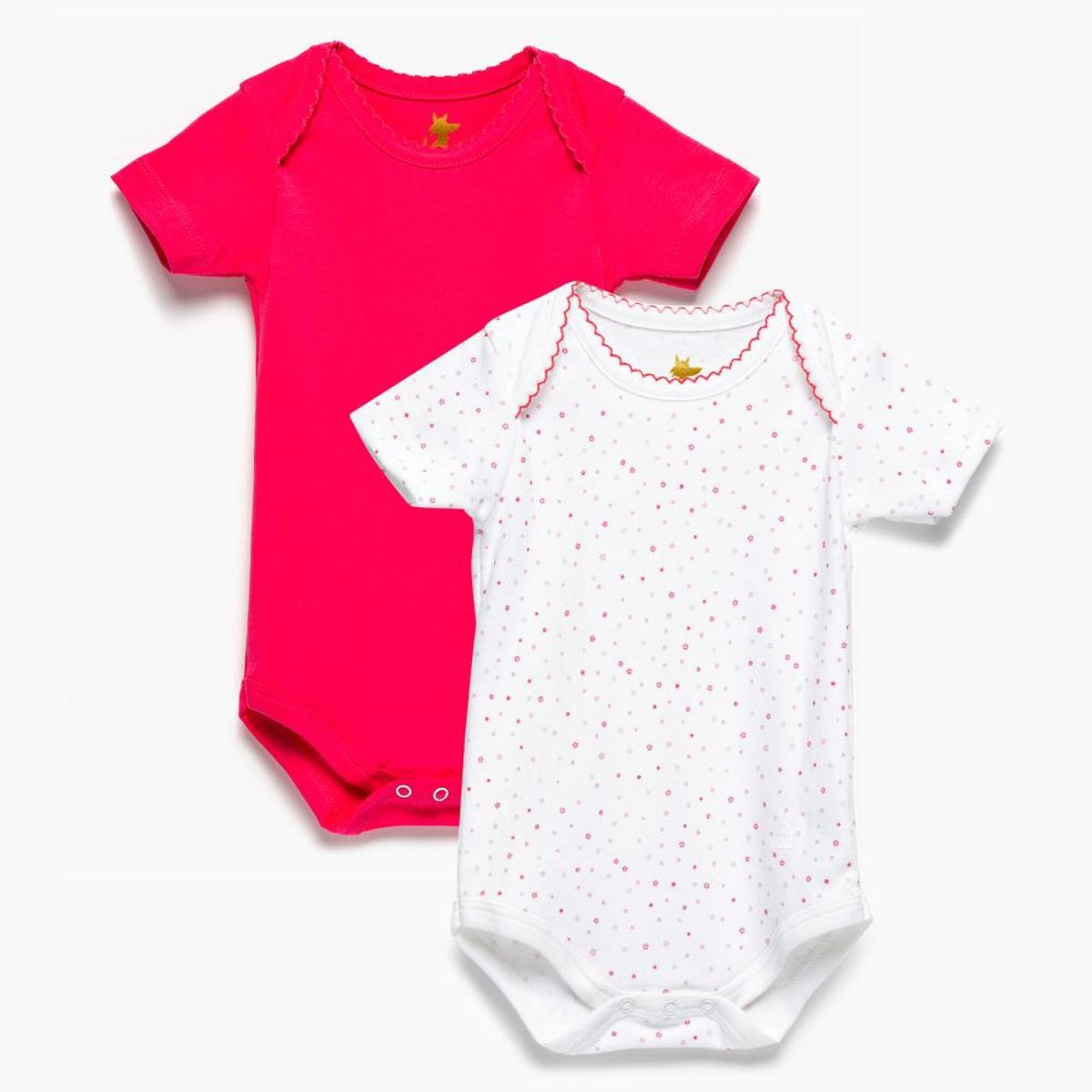 COYOTE KIDS - Pack body estrellas blanco fucsia manga corta algodón peruano - Blanco
