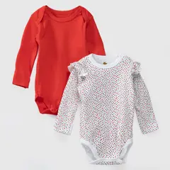 COYOTE KIDS - Pack body blanco rojo flores algodón peruano - Blanco