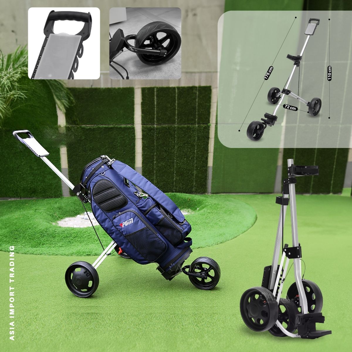 PWRFITNESS - Carrito de Golf plegable QC003