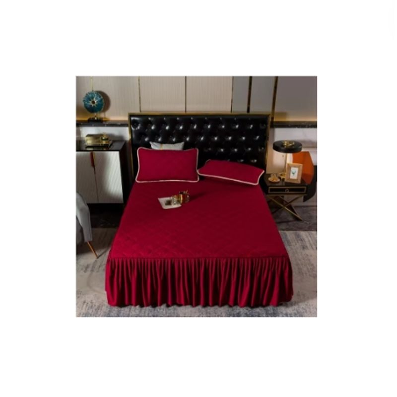 GENERICO - Funda de colchón Impermeable para Cama de 2.5 Plazas + Fundas y Faldón Ajustable Rojo