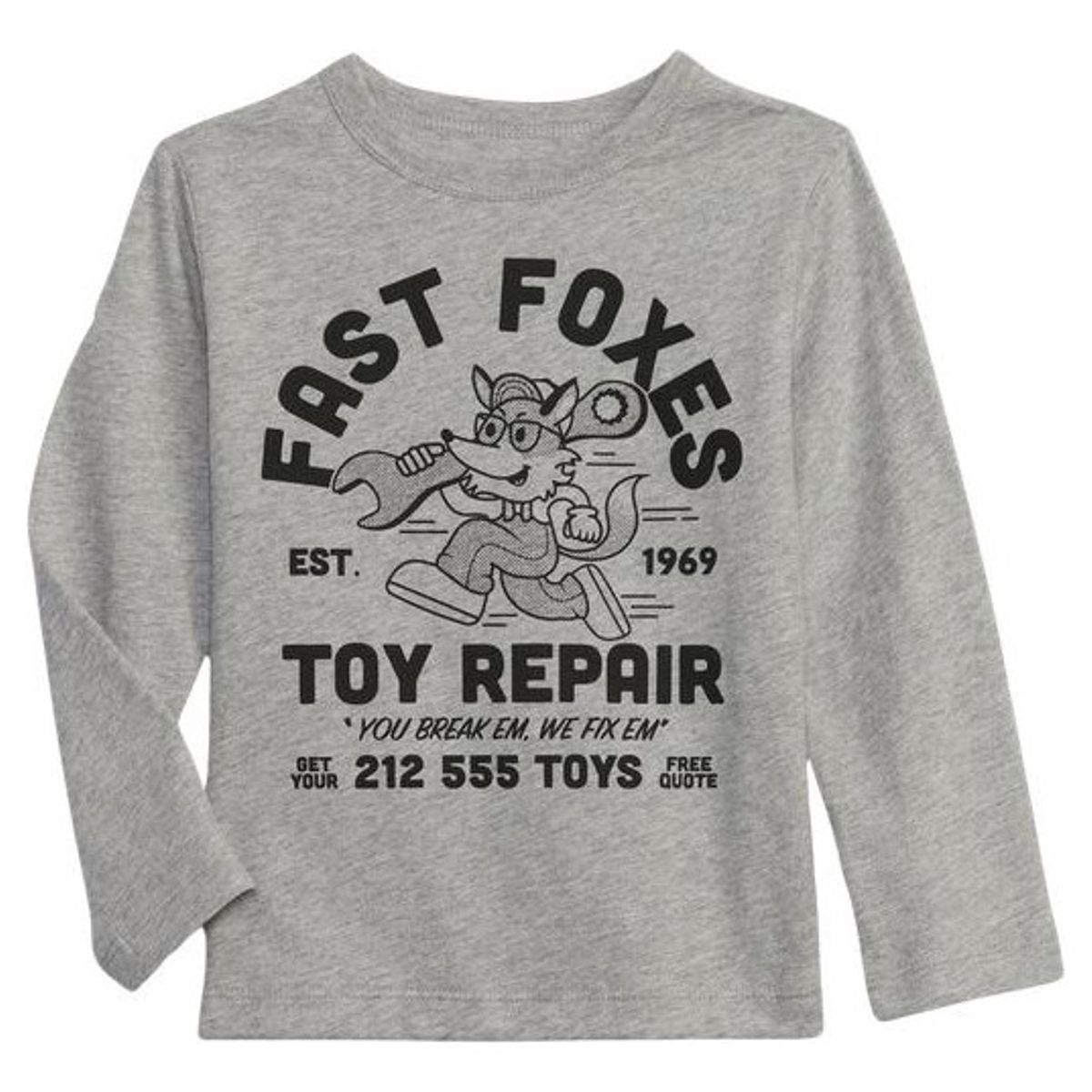 GAP - Polera Gráfica Manga Larga Gris GAP