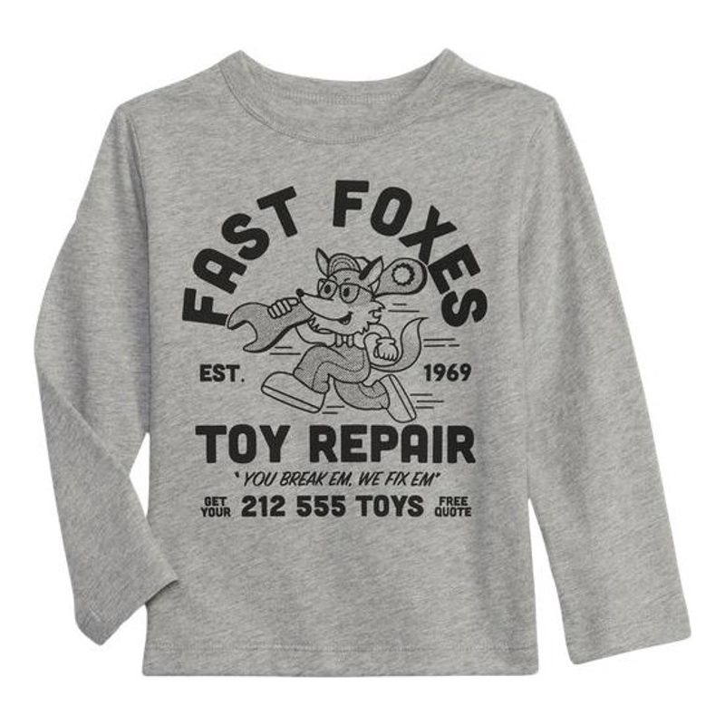 GAP - Polera Gráfica Manga Larga Gris GAP