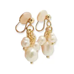 ELBAULDEJUMA - Aros Sin Perforación Huggies Perlas baroccas Colgantes Bañada En Oro