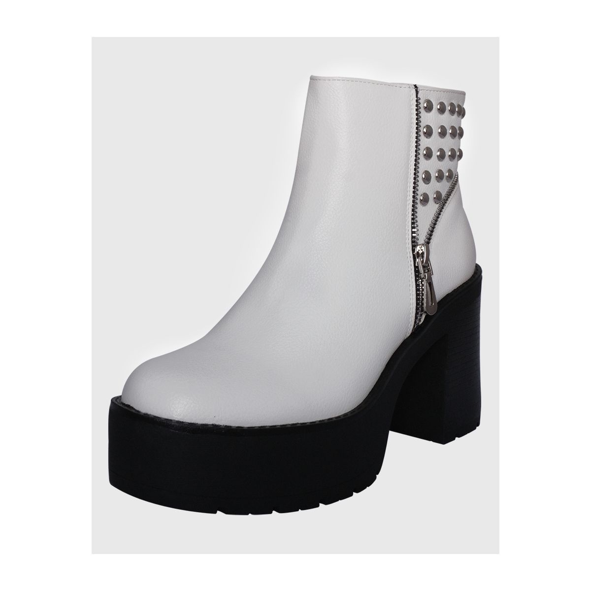 DINASTELLA - Botines con Plataforma Blanco para mujer con Cierre Casuales Danicolle