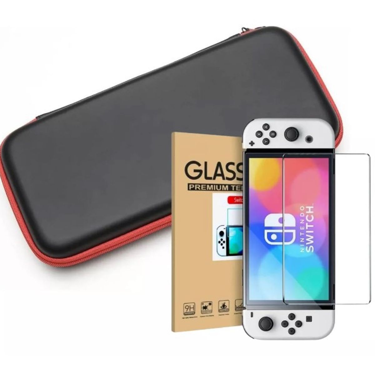 GENERICO - Estuche Protector Duro + Lamina Mica Modelo Switch Oled