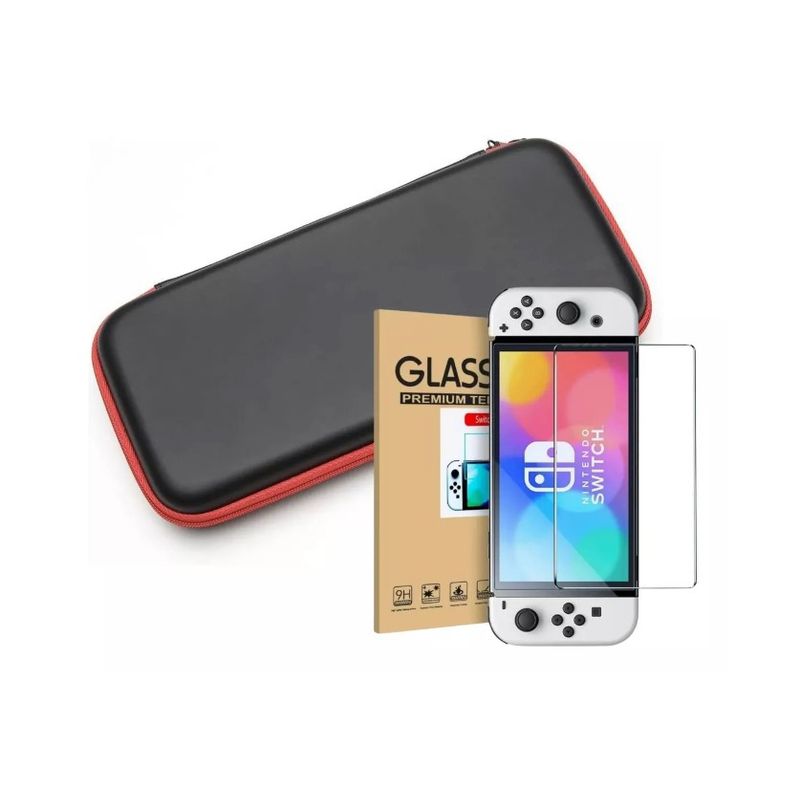 GENERICO - Estuche Protector Duro + Lamina Mica Modelo Switch Oled