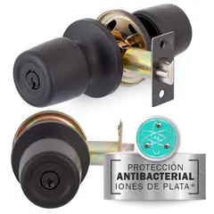 POLI - Pack 2 Cerradura Antibacterial Oficina/Dormitorio Negro