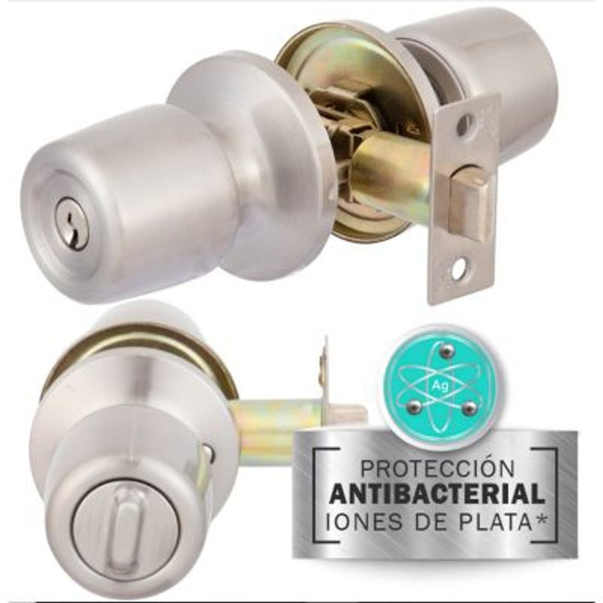 POLI - Pack 2 Cerraduras Poli Antibacterial Oficina/Dormitorio