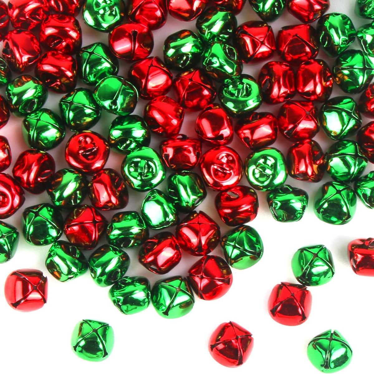 GENERICO - Cascabel 16mm verde y rojo 100 unidades decoracion navidad