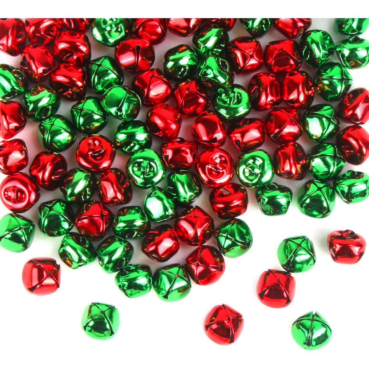 GENERICO - Cascabel 16mm verde y rojo 100 unidades decoracion navidad