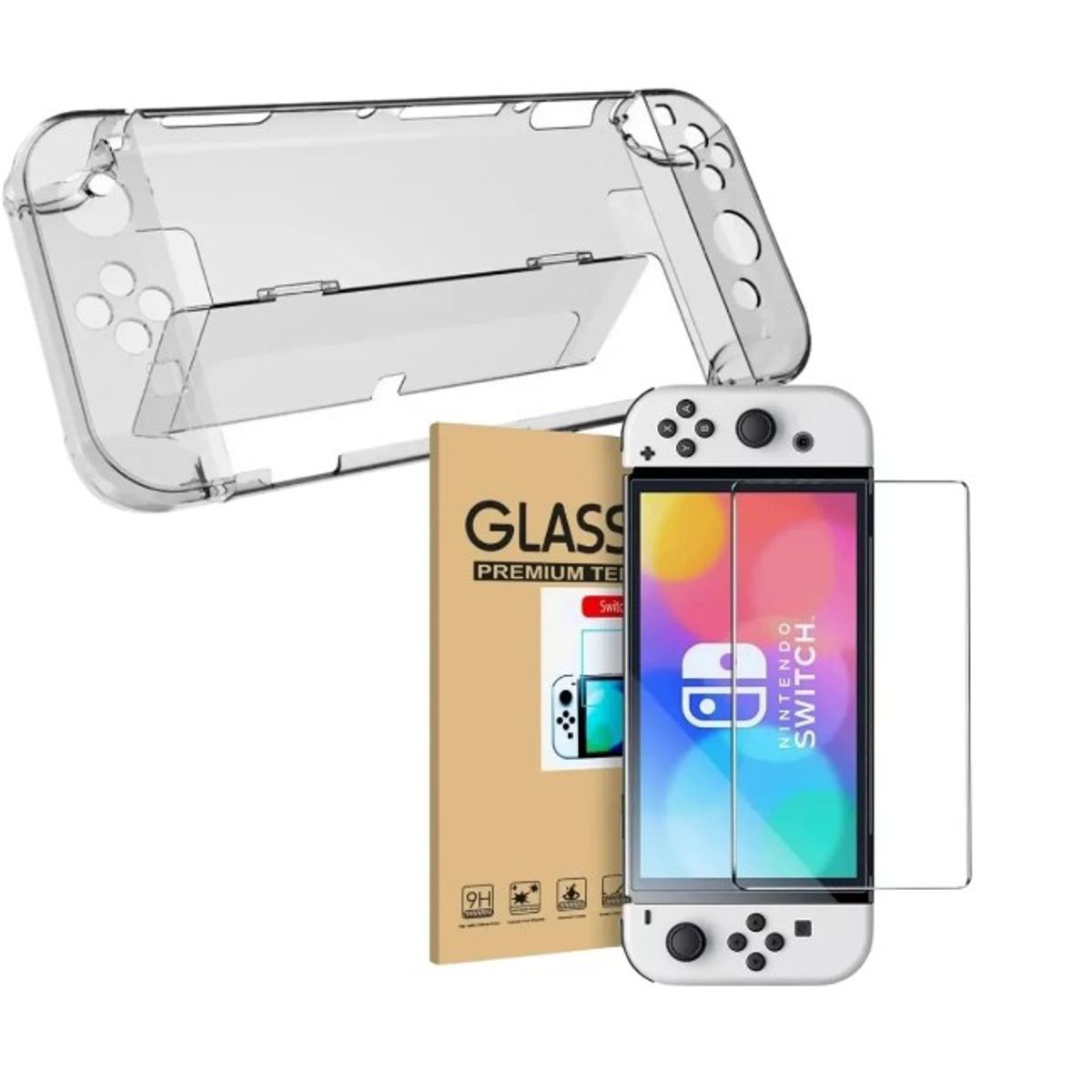 GENERICO - Pack Carcasa Protectora  Para Nintendo Switch Oled + Lamina