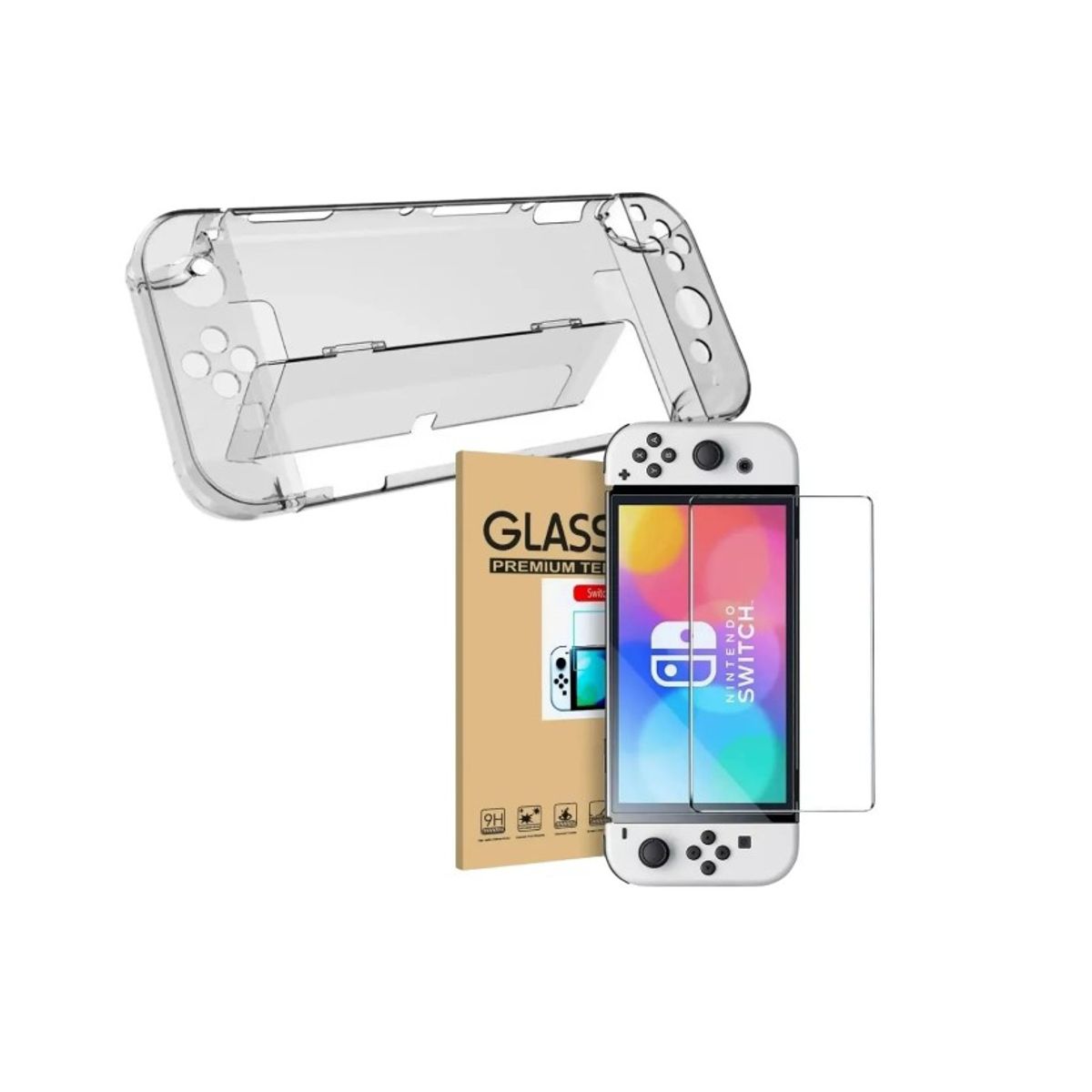 GENERICO - Pack Carcasa Protectora  Para Nintendo Switch Oled + Lamina