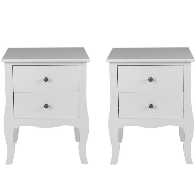 SET DE 2 VELADORES DORMITORIO GENOVA 2 CAJONES BLANCO