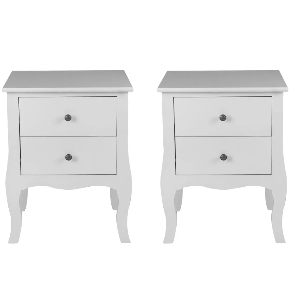 ITAHOME - SET DE 2 VELADORES DORMITORIO GENOVA 2 CAJONES BLANCO