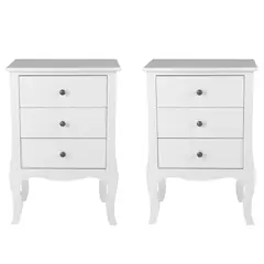 ITAHOME - SET DE 2 VELADORES DORMITORIO GENOVA 3 CAJONES BLANCO