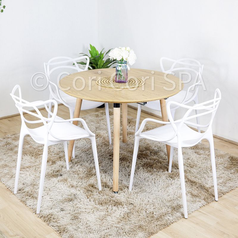 CORI CORI - Comedor Mesa Expandible 100 - 140 - 180CMS + 4 sillas Master Blanco