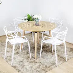 CORI CORI - Comedor Mesa Expandible (100 - 140 - 180CMS) + 4 sillas Master blanco