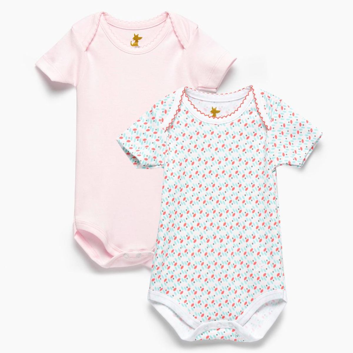 COYOTE KIDS - Pack body hojas rosadas algodón peruano - Rosa