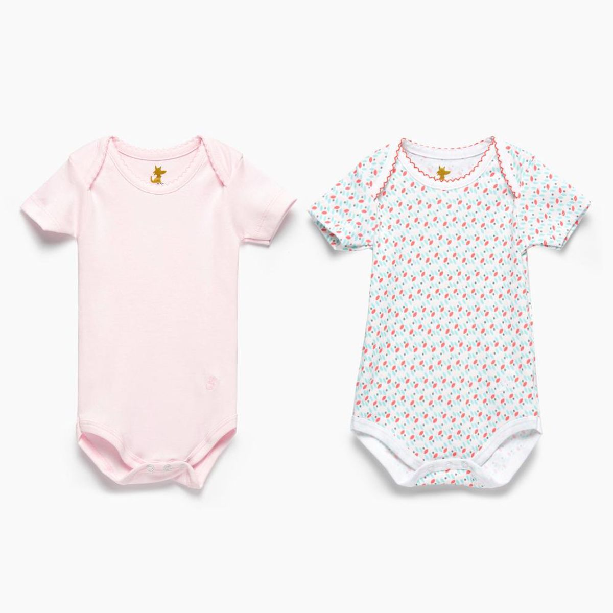 COYOTE KIDS - Pack body hojas rosadas algodón peruano - Rosa