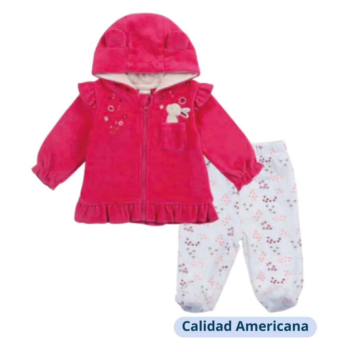 TEDMIMAK - Set 2 Piezas Polerón y Pantalón Niña Coneja Rosa Tedmimak Plush