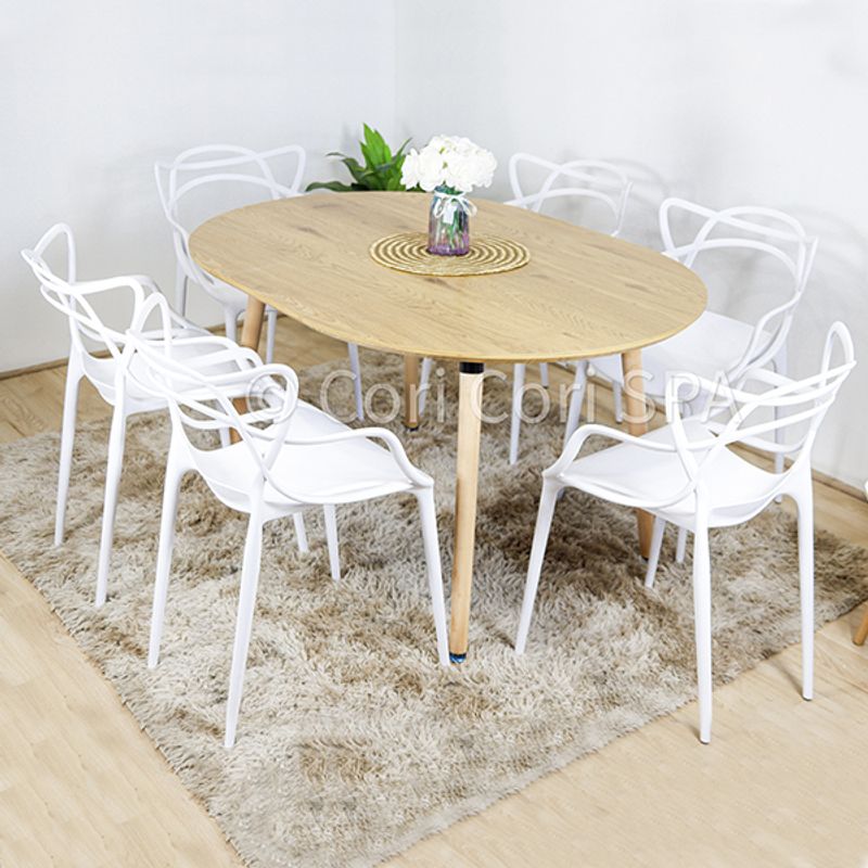 CORI CORI - Comedor Mesa Expandible (100 - 140 - 180CMS) + 6 Sillas Master blanco