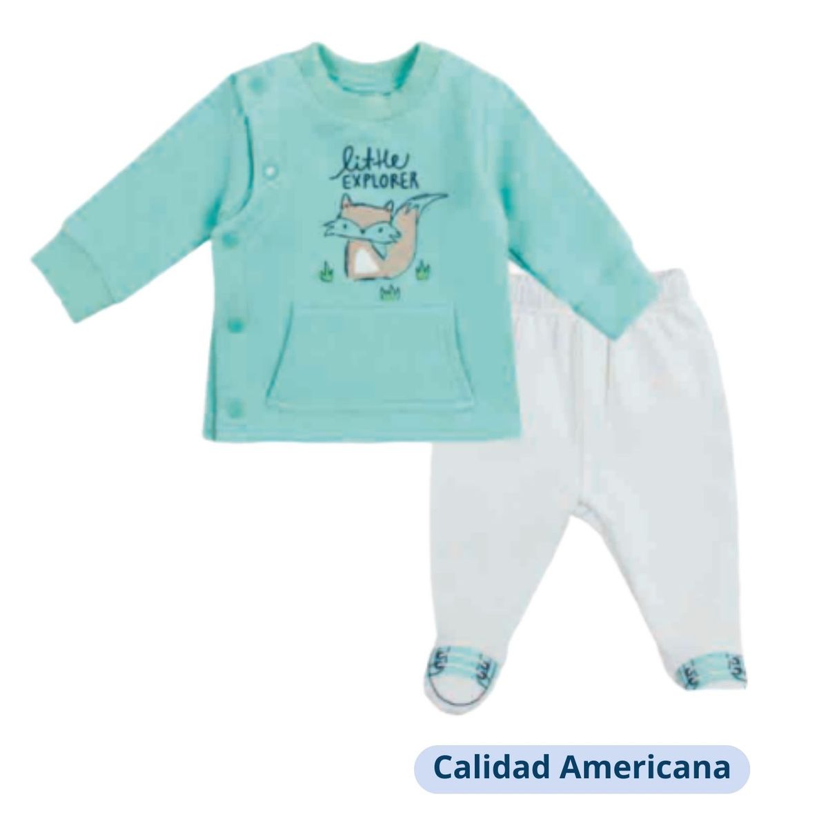 TEDMIMAK - Set 2 Piezas Polerón Pantalón Niña Zorro Turquesa Tedmimak Algodón