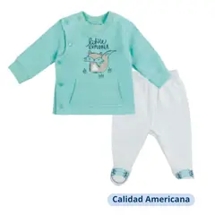 TEDMIMAK - Set 2 Piezas Polerón Pantalón Niña Zorro Turquesa Algodón