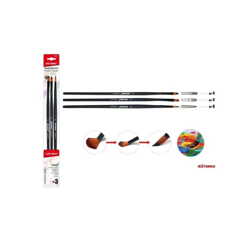 GENERICO - Set De 3 Pinceles N°4 Y 8- 3 Pcs
