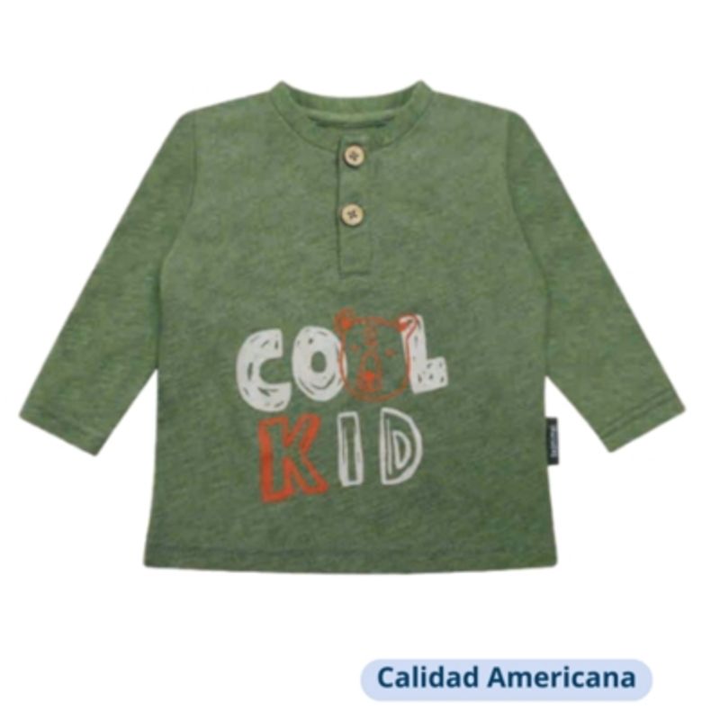 TEDMIMAK - Polera Manga Larga Niño CoolKid Verde Tedmimak 100% Algodón